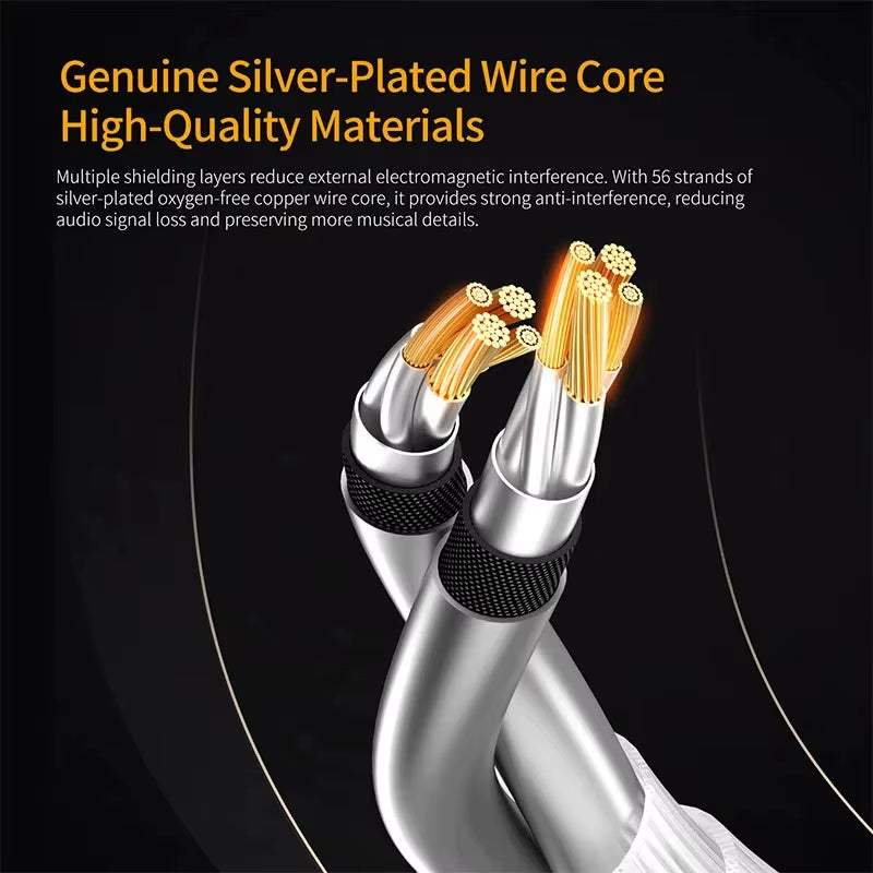 Earphones Type-C 2PIN Cables Silver Plated Upgrade Cable USB C Headphones Wire for  DQ6 ZAX ZSX ZSN PRO ZS10PRO ZAR ZVX