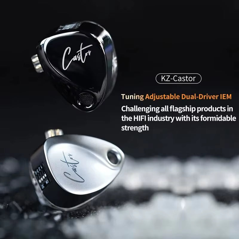 Castor in Ear Hifi Earphone 2DD Dynamic High-End Tunable Balanced Armature Earphones Monitor Headphone Cancelling Earbuds