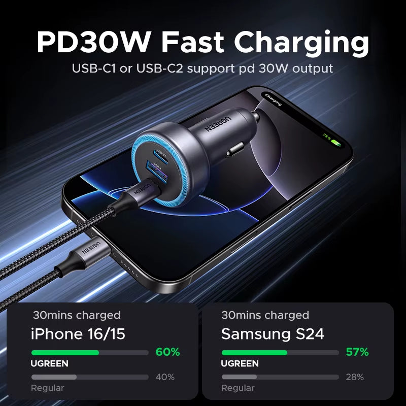 Car Charger PD30W USB C Fast Charger for Iphone 16 15 Fast Charging for Mobile Phone USB C Car Charger