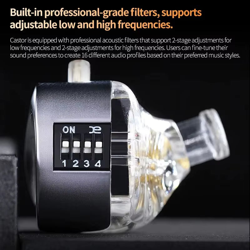 Castor in Ear Hifi Earphone 2DD Dynamic High-End Tunable Balanced Armature Earphones Monitor Headphone Cancelling Earbuds
