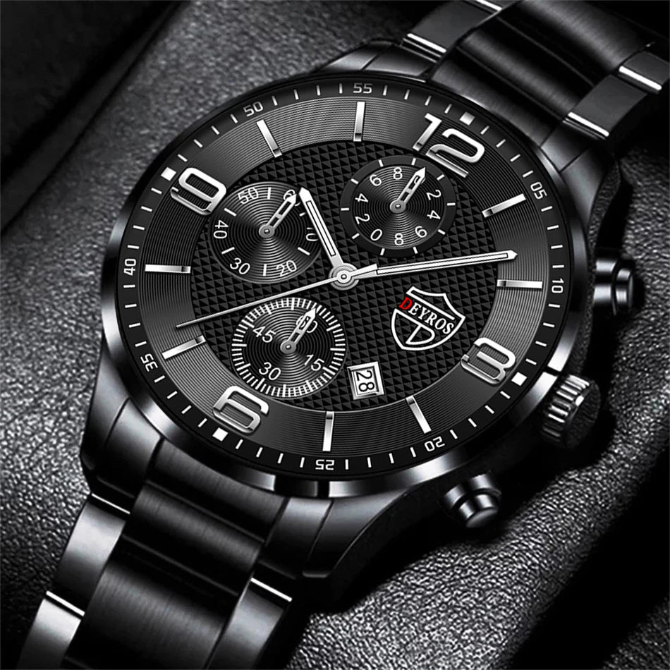 Reloj Hombre Luxury Business Men Watchs Stainless Steel Quartz Wristwatch Male Leather Calendar Luminous Clock Relogio Masculino
