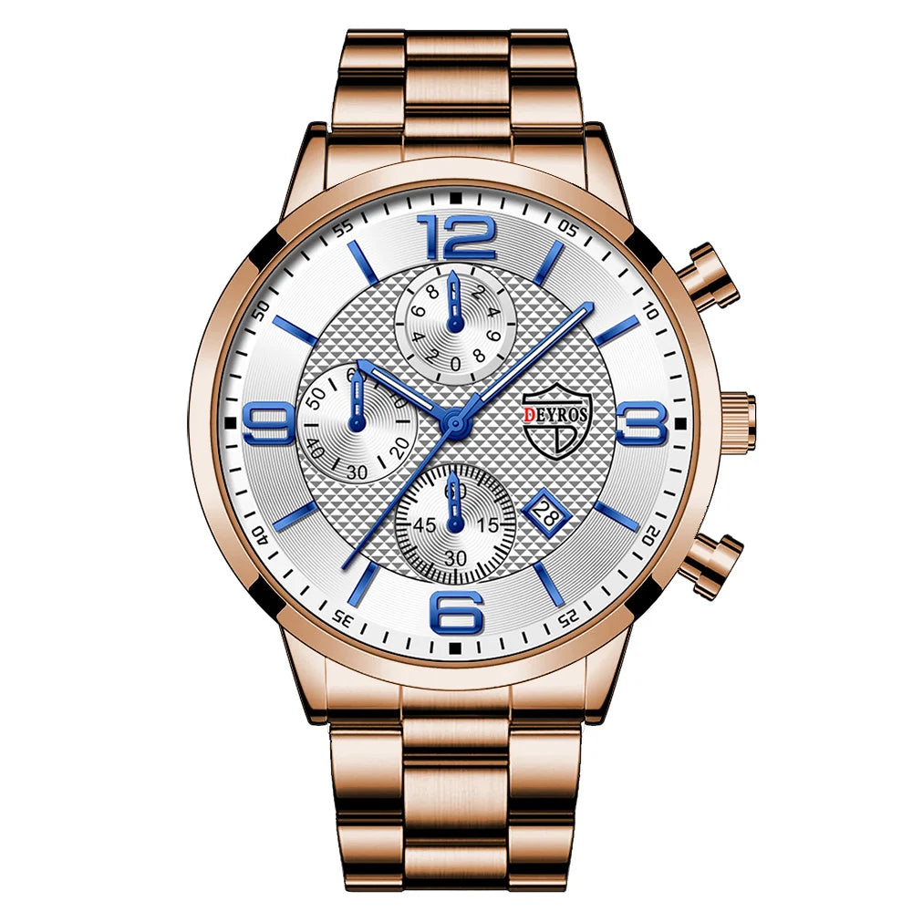 Reloj Hombre Luxury Business Men Watchs Stainless Steel Quartz Wristwatch Male Leather Calendar Luminous Clock Relogio Masculino