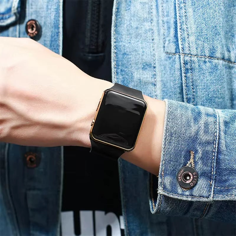New Digital Watches Men Women Electronic Square LED Sport Wristwatch Fashion Casual Simple Silicone Female Clock