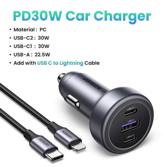 Car Charger PD30W USB C Fast Charger for Iphone 16 15 Fast Charging for Mobile Phone USB C Car Charger