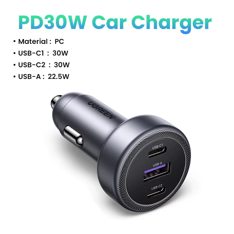 Car Charger PD30W USB C Fast Charger for Iphone 16 15 Fast Charging for Mobile Phone USB C Car Charger