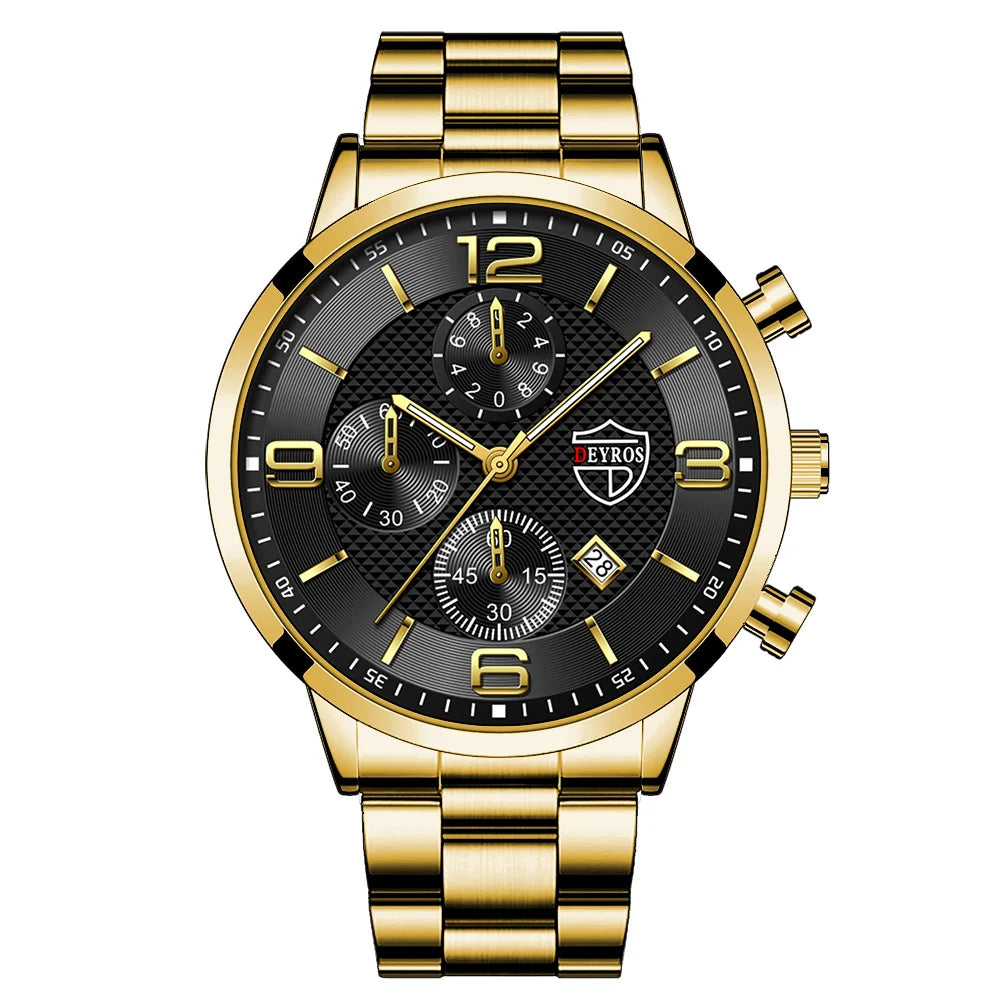 Reloj Hombre Luxury Business Men Watchs Stainless Steel Quartz Wristwatch Male Leather Calendar Luminous Clock Relogio Masculino